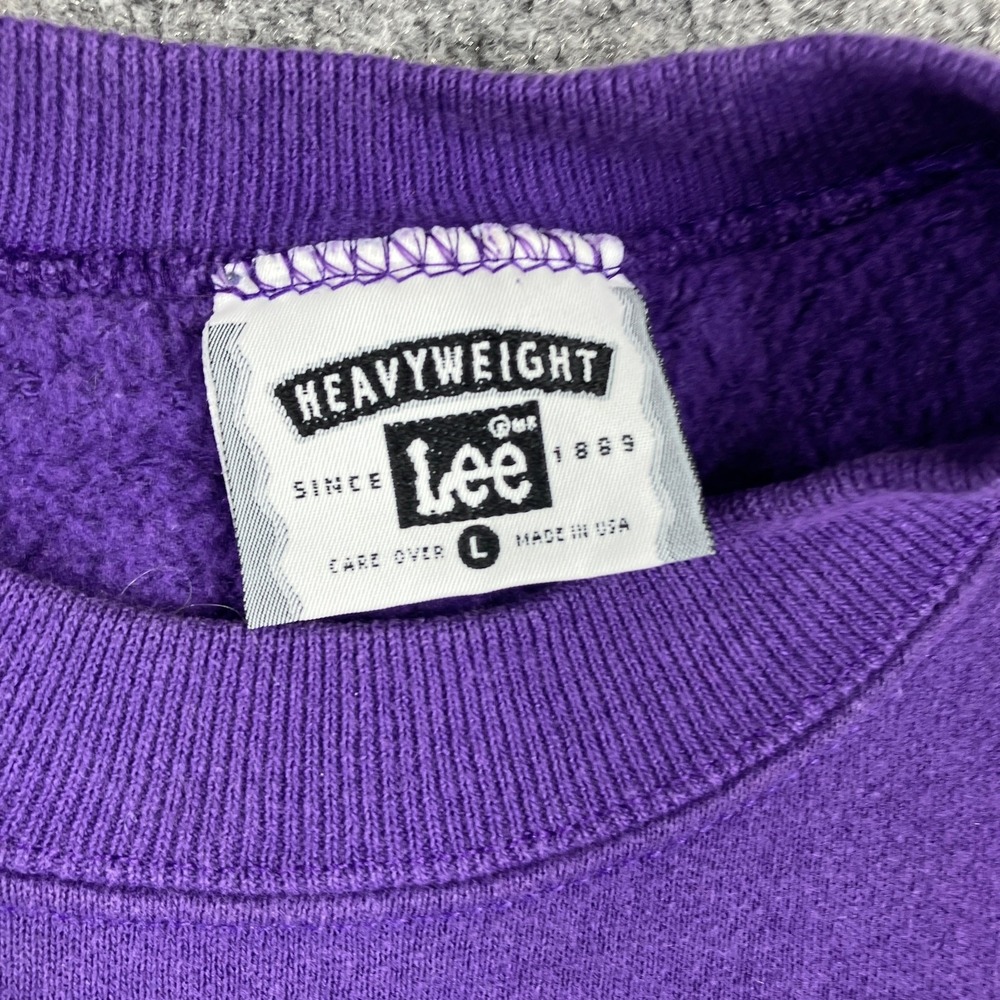 Lee Heavyweight Sweatshirt Mens Large Purple Wolf Woodstock Graphic Crewneck - Picture 3 of 10